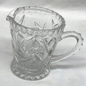 Vintage leaded crystal glass Elegant Clear Glass pinwheel pattern creamer